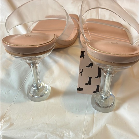 Tan Cream Square Toe Heels with Minimalist Design - Picture 8 of 9